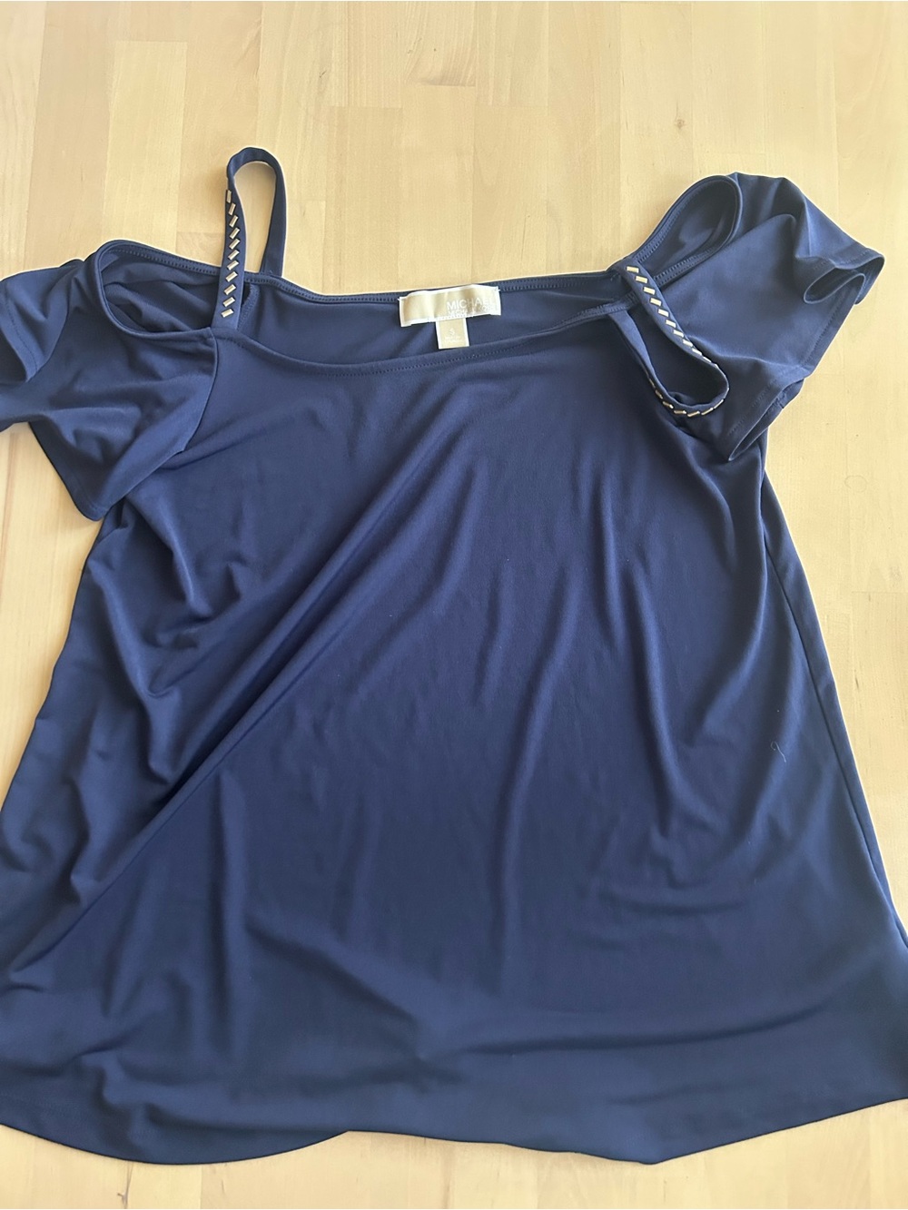 MICHAEL Michael Kors Navy Cold Shoulder Top Small